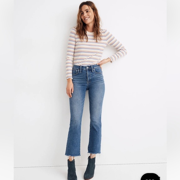 Madewell Cali demi boot jeans medium wash raw hem - Picture 12 of 12
